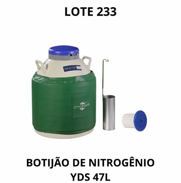 LOTE 233 - BOTIJÃO DE NITROGÊNIO P/ SÊMEN - 47 LT