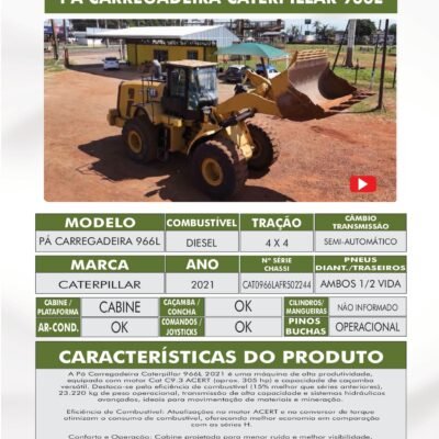 DE 001 – PÁ CARREGADEIRA CATERPILLAR 966L