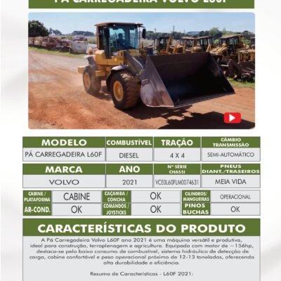 DE 003 – PÁ CARREGADEIRA VOLVO L60F