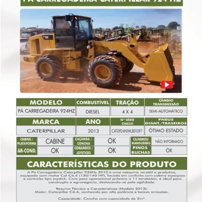 DE 004 – PÁ CARREGADEIRA CATERPILLAR 924 H