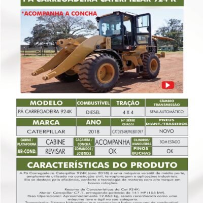 DE 005 – PÁ CARREGADEIRA CATERPILLAR 924 K