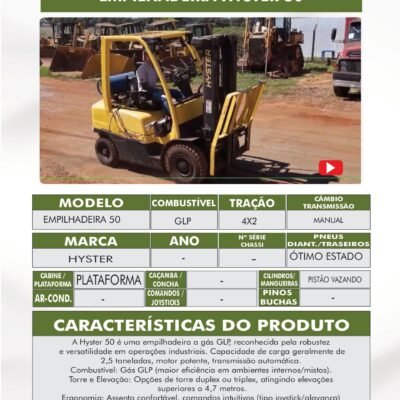 DE 032 – EMPILHADEIRA HYSTER 50