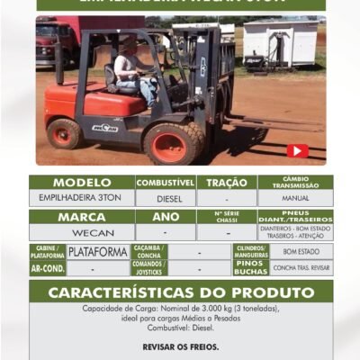DE 034 – EMPILHADEIRA WECAN 3 TON
