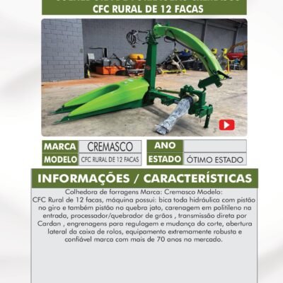 DT 22 – COLHEDORA DE FORRAGENS CREMASCO CFC RURAL 12 FACAS