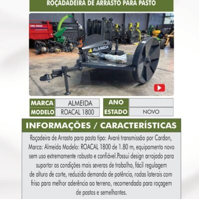 DT 43 – ROÇADEIRA DE ARRASTO ALMEIDA ROACAL 1800