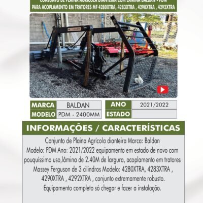 DT 56 – CONJUNTO DE PLAINA AGRÍCOLA DIANTEIRA BALDAN PDM