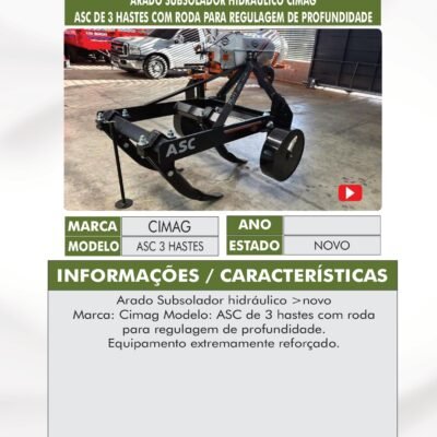 DT 63 – ARADO SUBSOLADOR HIDRÁULICO CIMAG ASC 3 HASTES