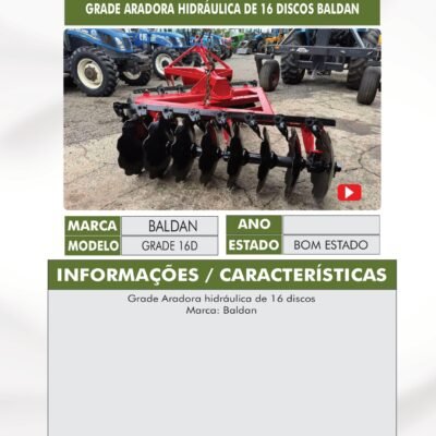 DT 67 – GRADE ARADORA HIDRÁULICA BALDAN 16 DISCOS