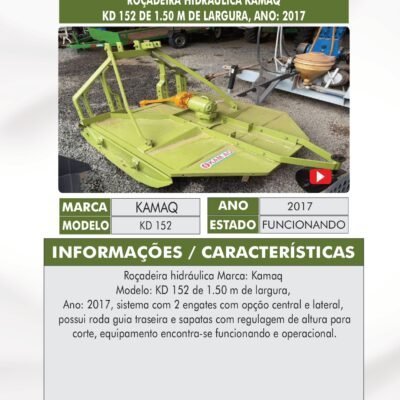DT 68 – ROÇADEIRA HIDRÁULICA KAMAQ KD 152