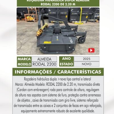 DT 54 – ROÇADEIRA HIDRÁULICA DUPLA ALMEIDA RODAL 2200