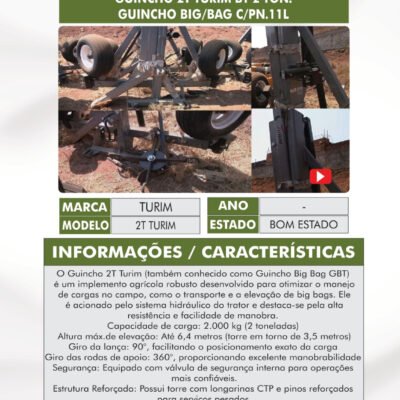 PL 10 – GUINCHO 2T TURIM BT 2 TON. GUINCHO BIG/BAG C/PN.11L