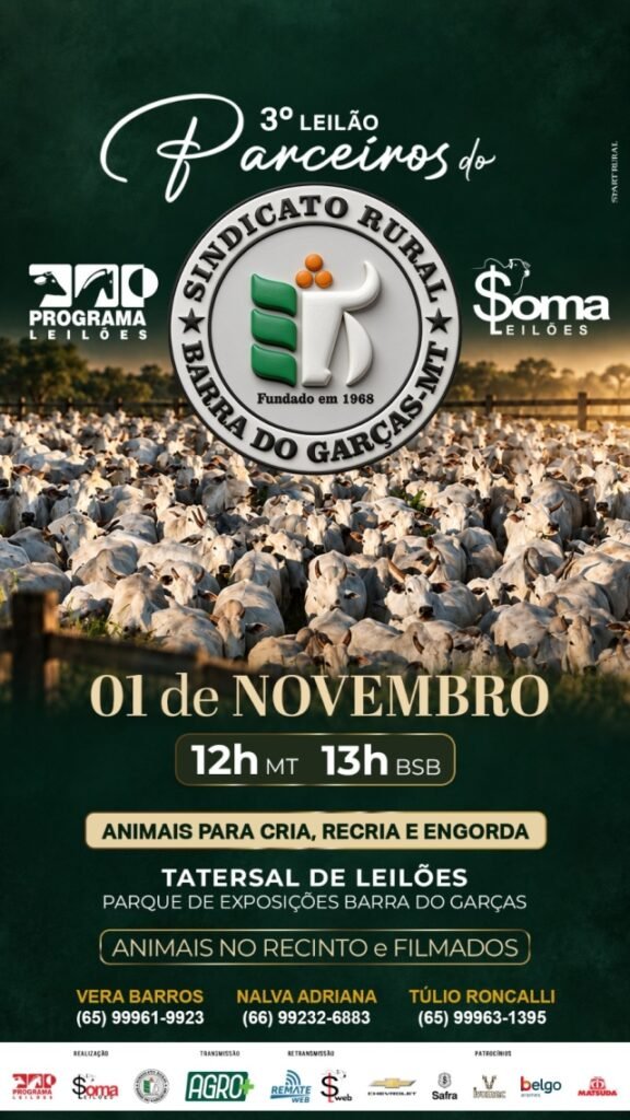 3° Leilão Parceiros do Sindicato Rural – Barra dos Garças